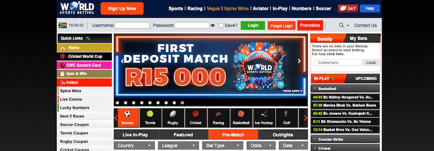 world sports betting desktop screenshot